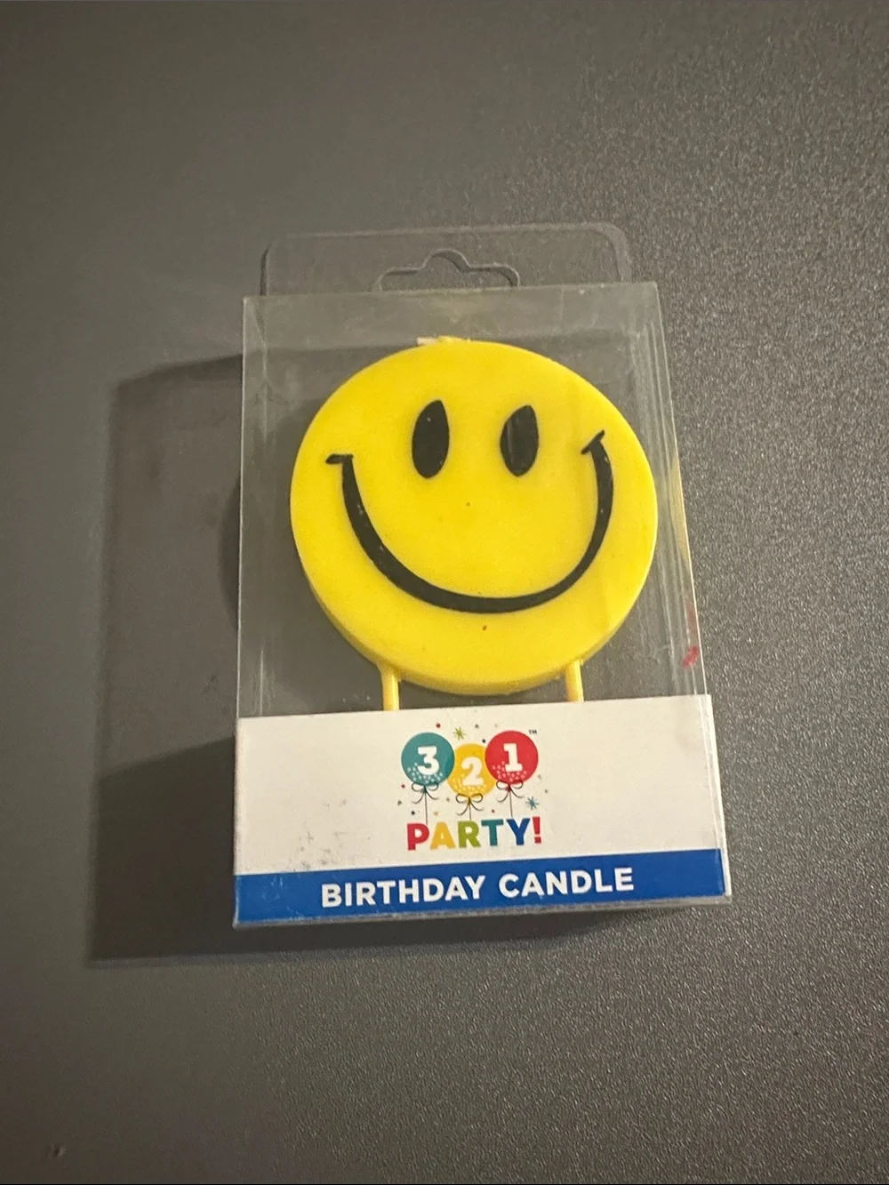 Yellow Smiley Face Birthday Candle -